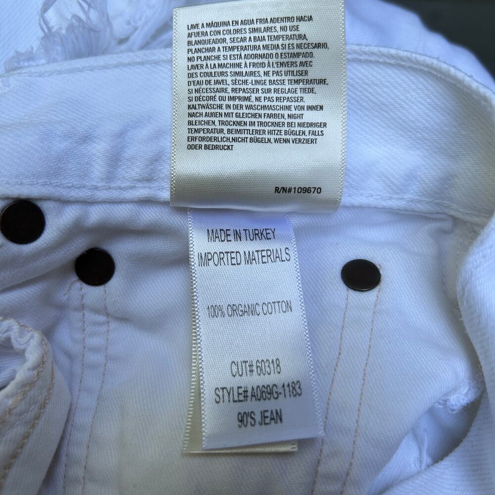 Agolde 90s Jean loose fit premium denim white Distressed Button Fly Size 25 - Picture 12 of 13